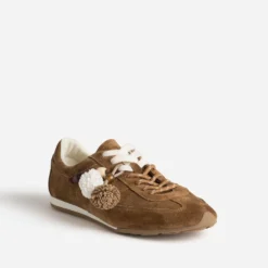Tennis camel cuir velours double lacet