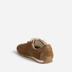 Tennis camel cuir velours double lacet