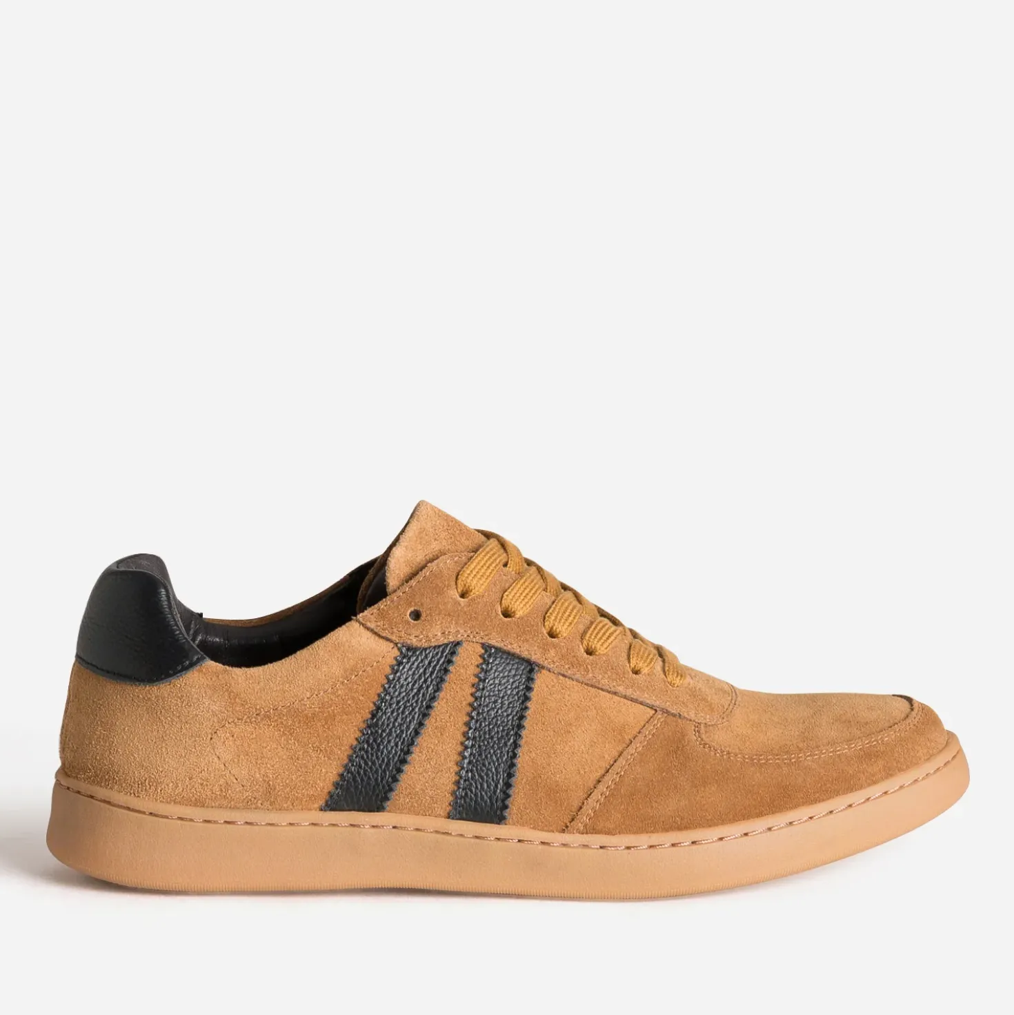 Tennis camel cuir velours détails noirs