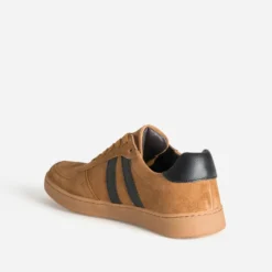 Tennis camel cuir velours détails noirs