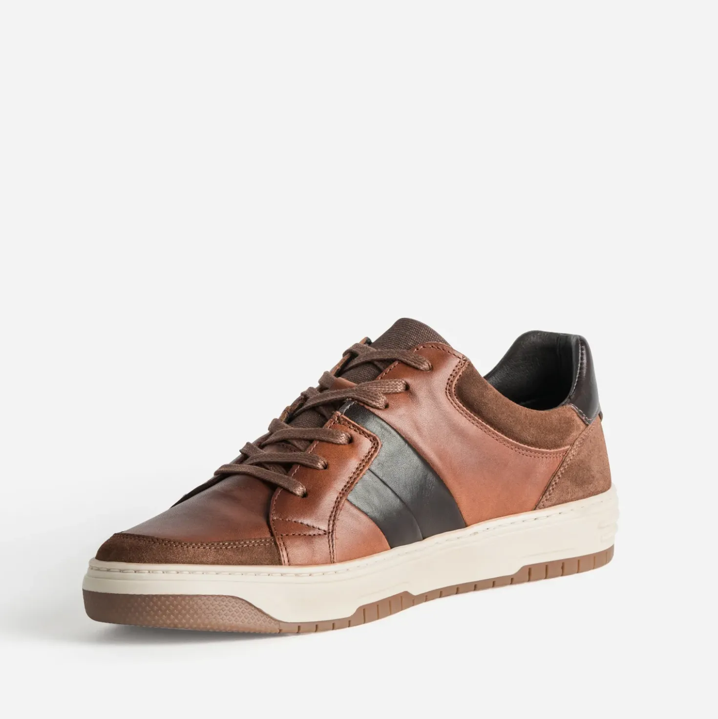 Tennis camel et noir cuir