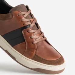 Tennis camel et noir cuir