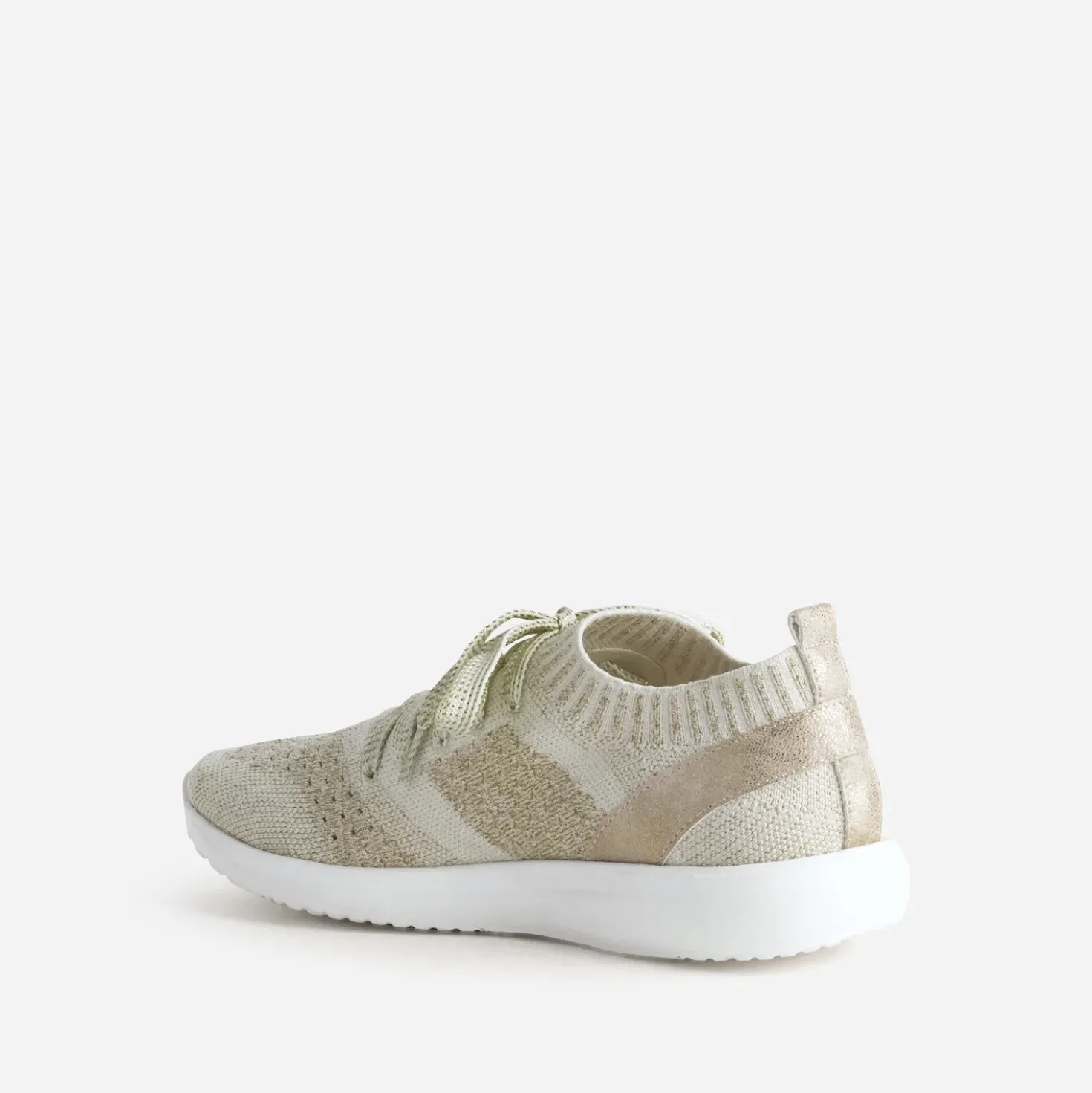 Tennis-chaussette beige et doré tricotée