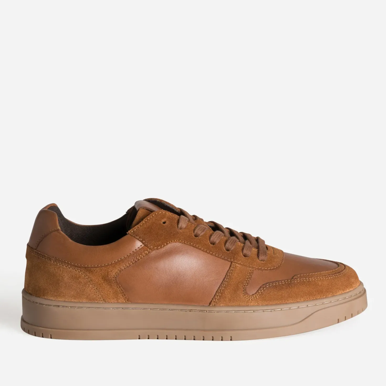 Tennis cognac cuir détails velours
