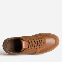 Tennis cognac cuir détails velours