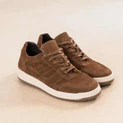 Tennis cognac cuir velours