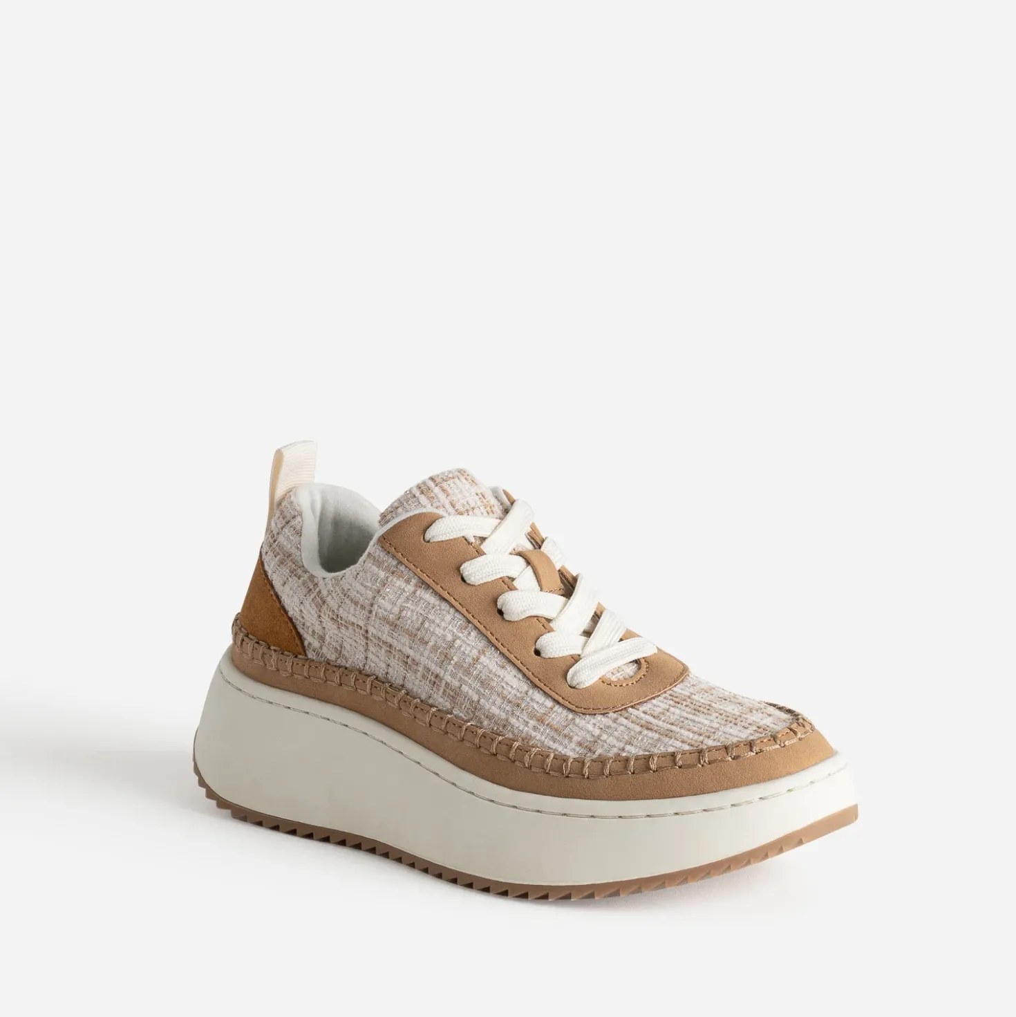 Tennis Dad shoes beige textile carreaux