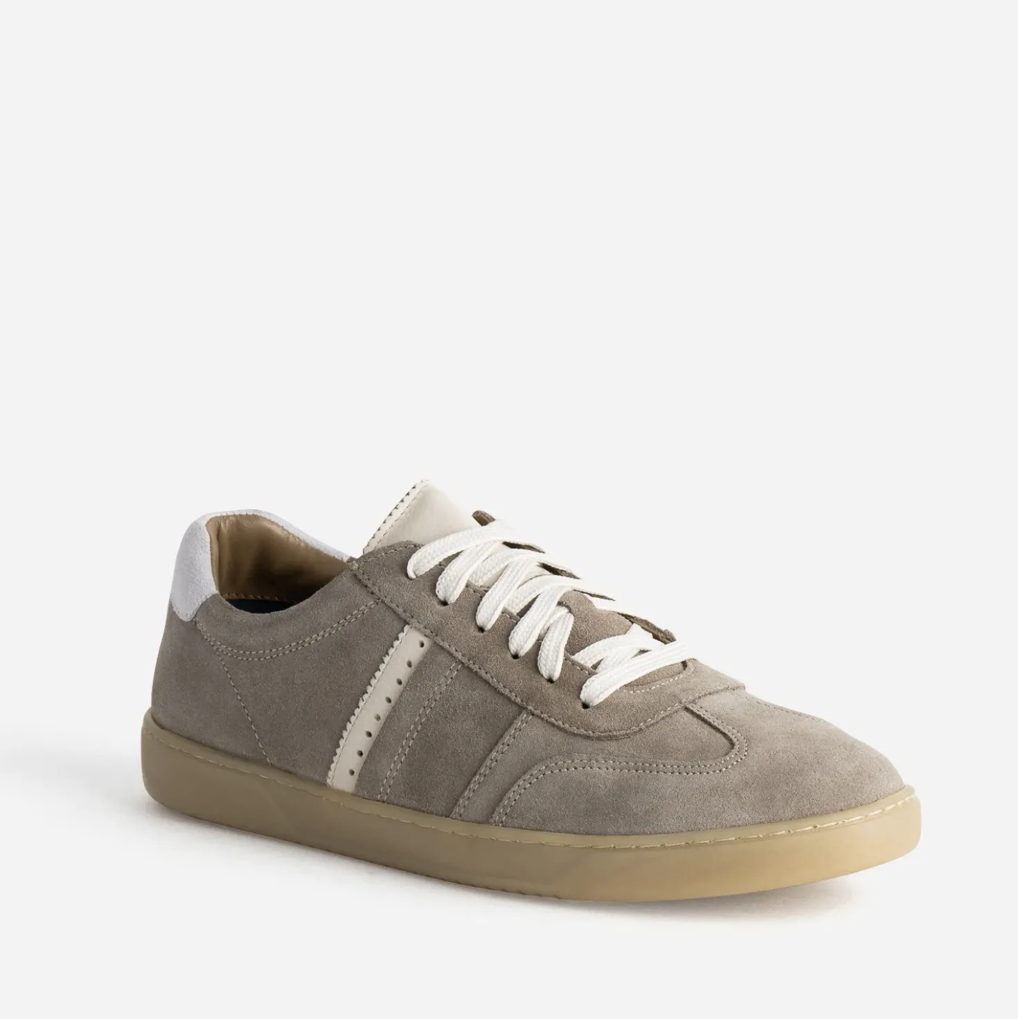 Tennis homme taupe cuir velours