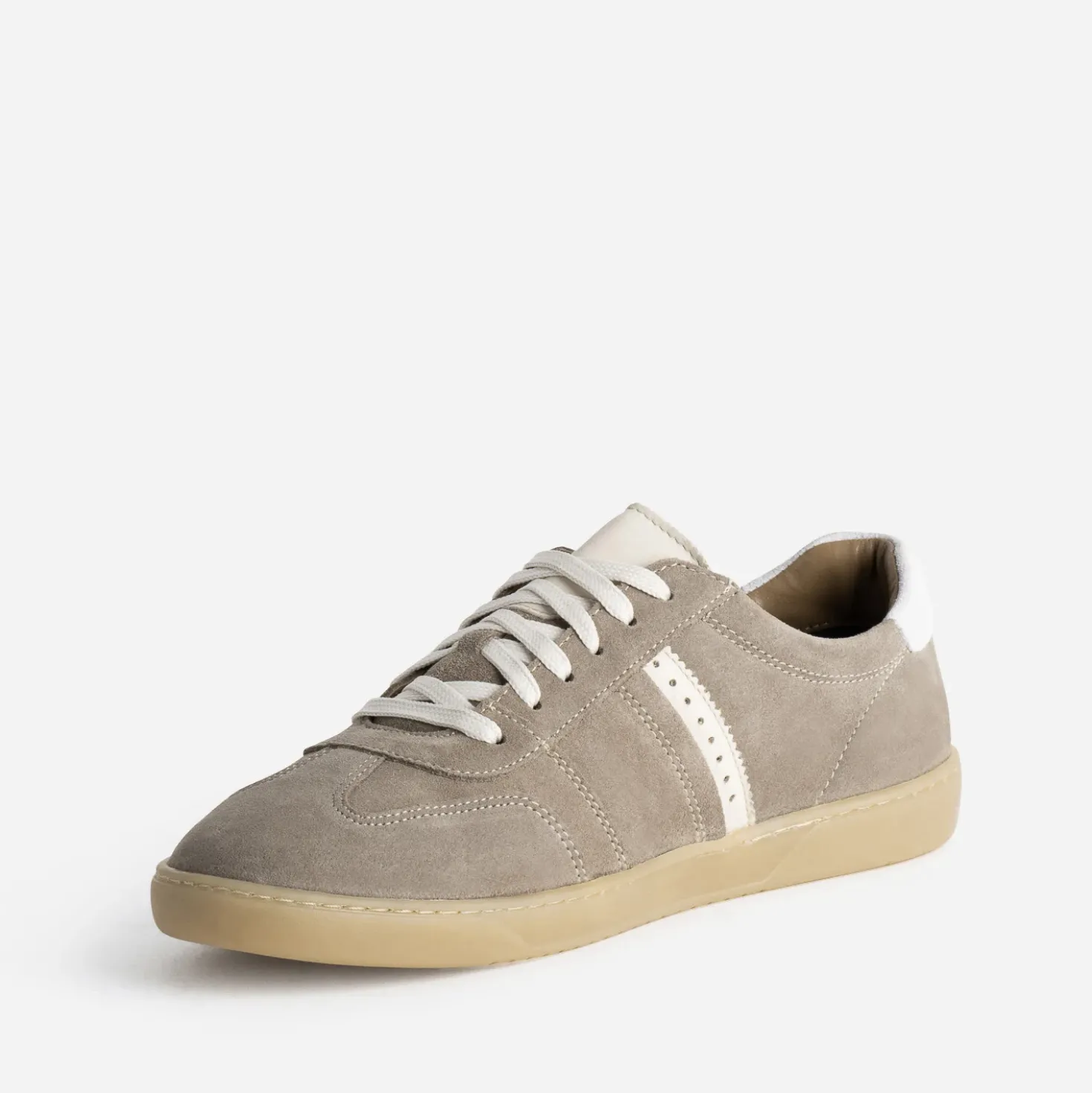 Tennis homme taupe cuir velours