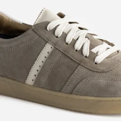 Tennis homme taupe cuir velours