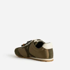 Tennis kaki bi-matière décor gri-gri