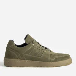 Tennis kaki cuir velours