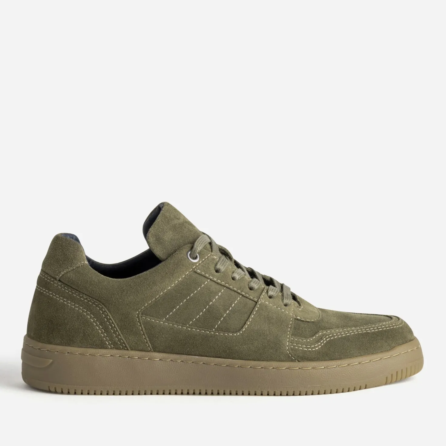 Tennis kaki cuir velours
