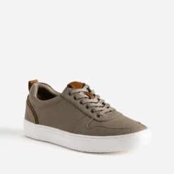 Tennis kaki en toile détails camel