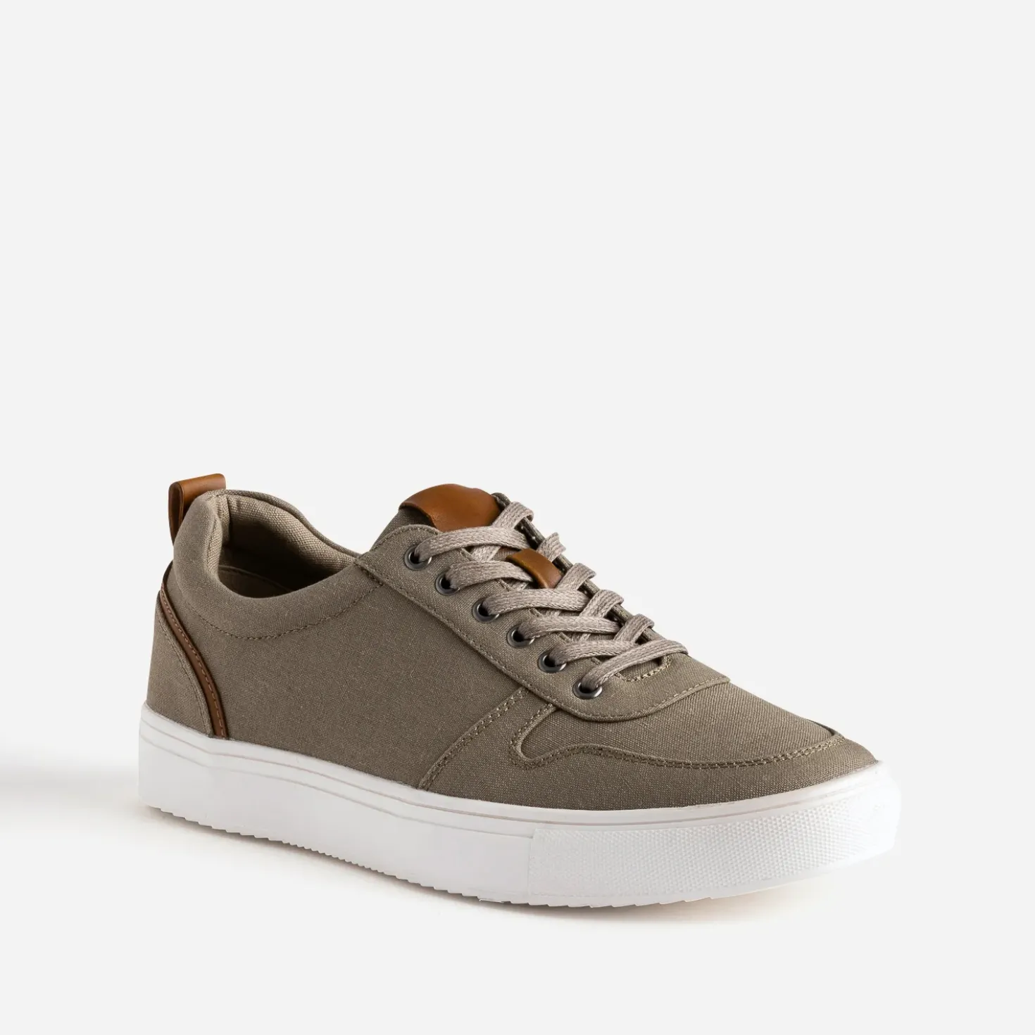 Tennis kaki en toile détails camel