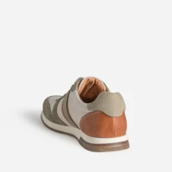 Tennis kaki et marron bi-matière