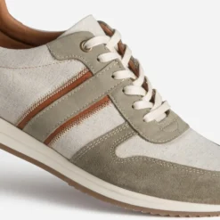 Tennis kaki et marron bi-matière