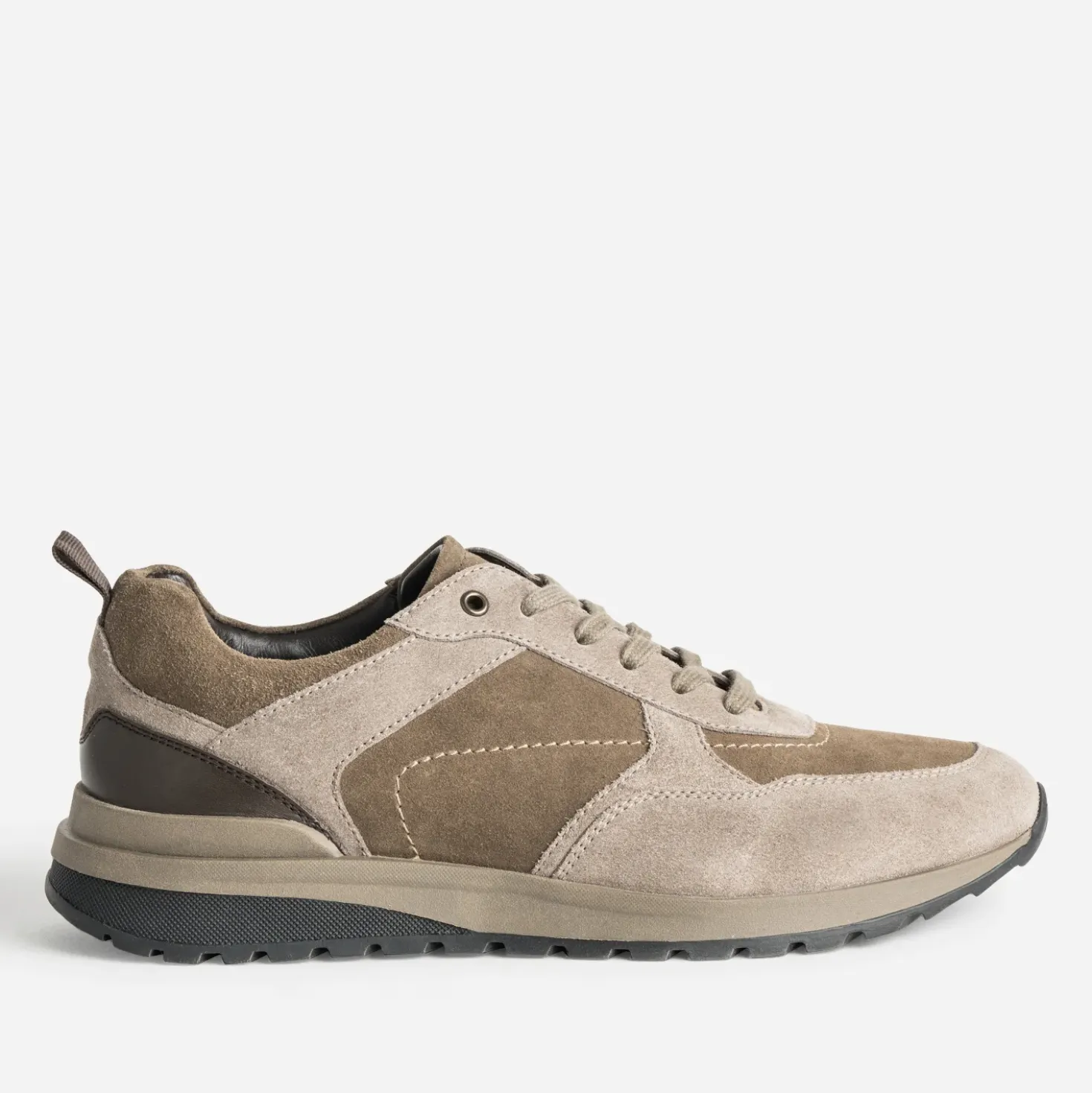 Tennis kaki et taupe cuir velours