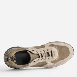 Tennis kaki et taupe cuir velours