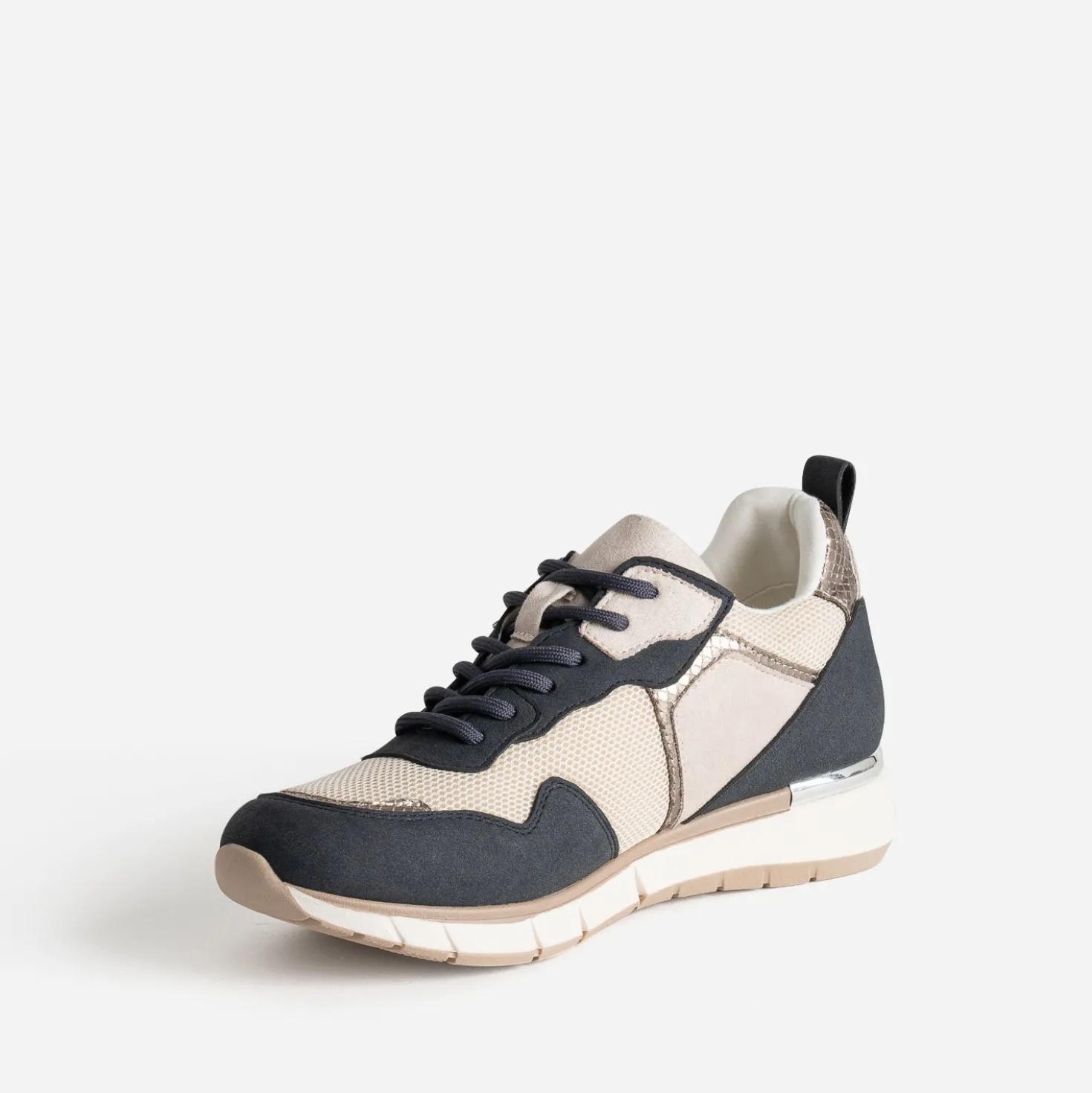 Tennis marine, beige et taupe