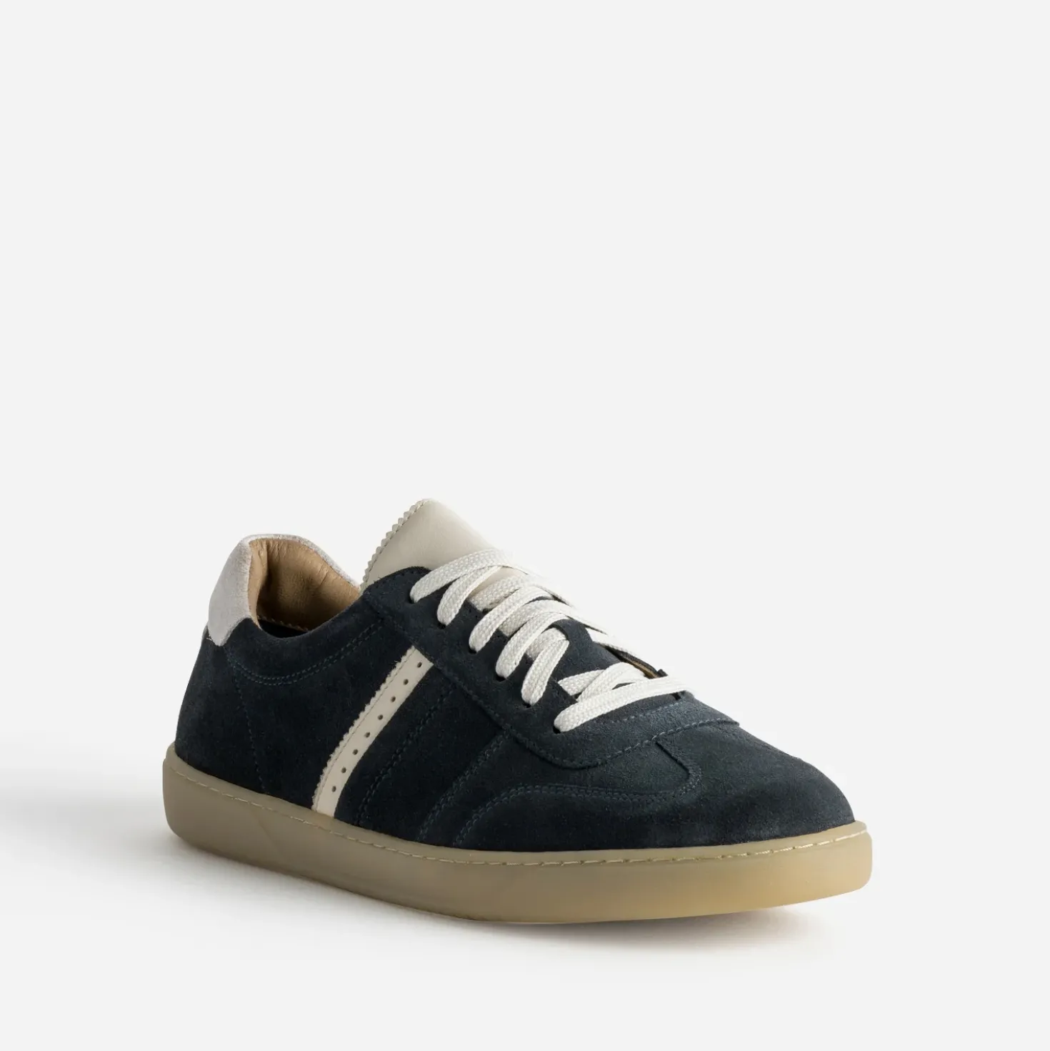 Tennis marine cuir velours