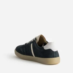 Tennis marine cuir velours