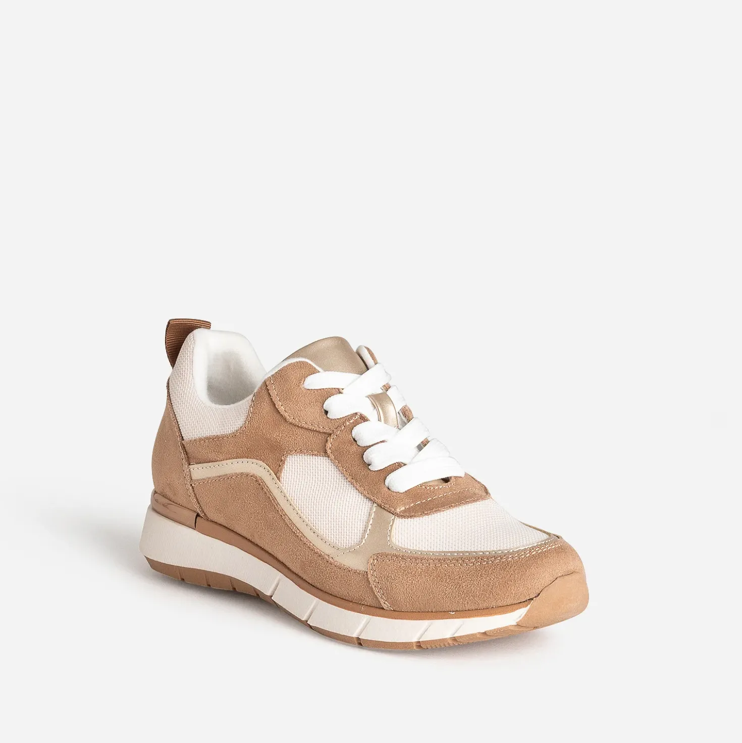 Tennis marron, beige et doré semelle amovible