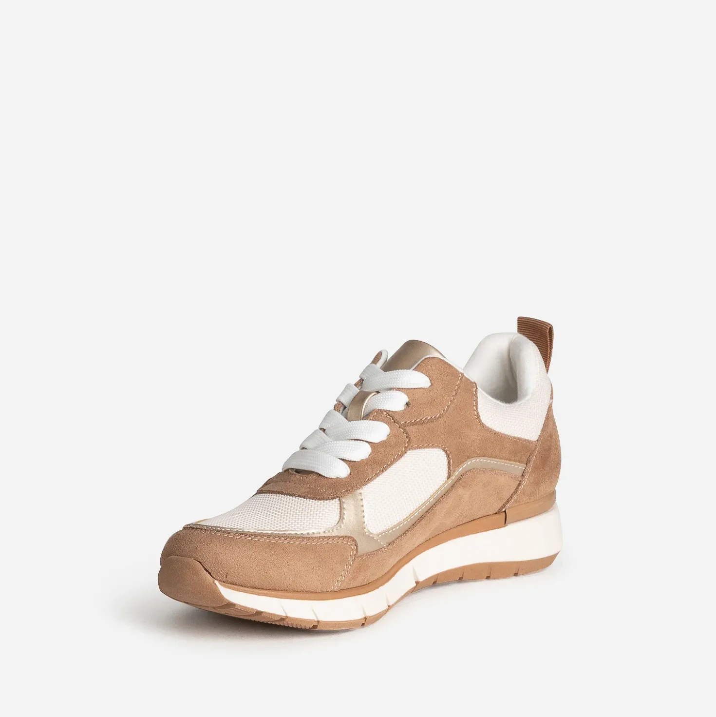 Tennis marron, beige et doré semelle amovible