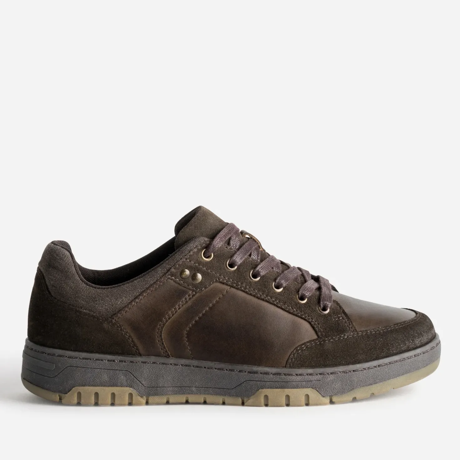 Tennis marron bi-matière