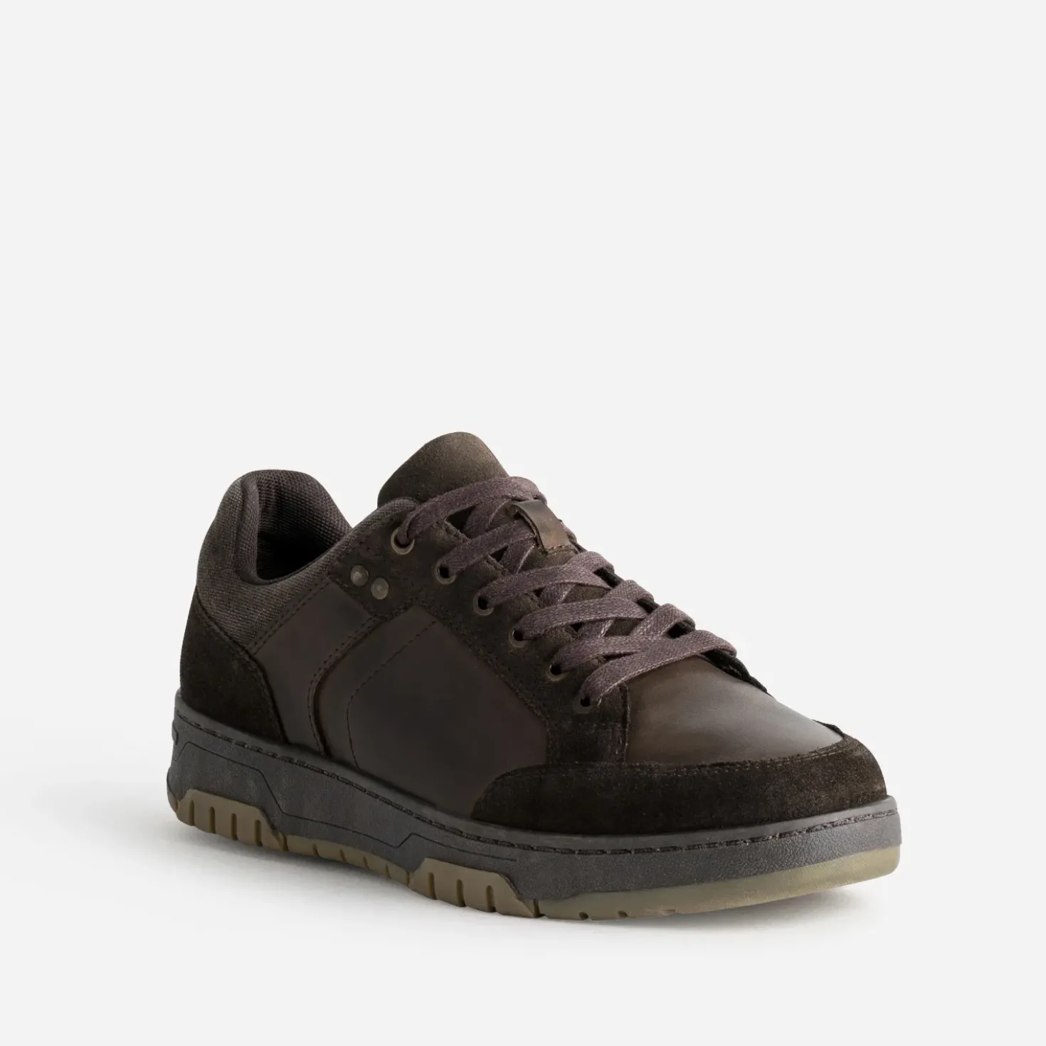 Tennis marron bi-matière
