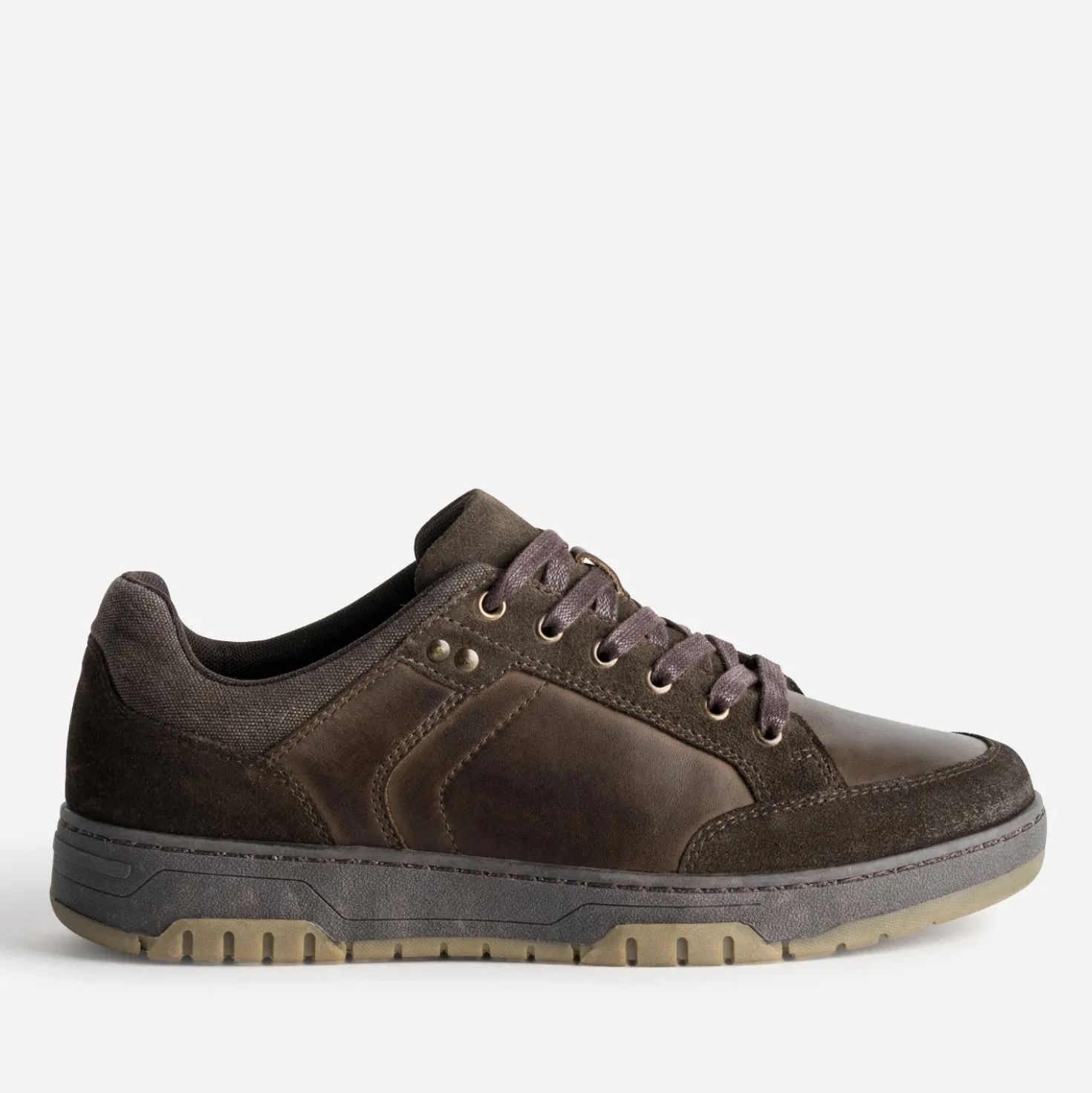 Tennis marron bi-matière