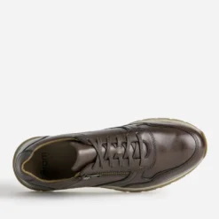 Tennis marron cuir avec zip côté