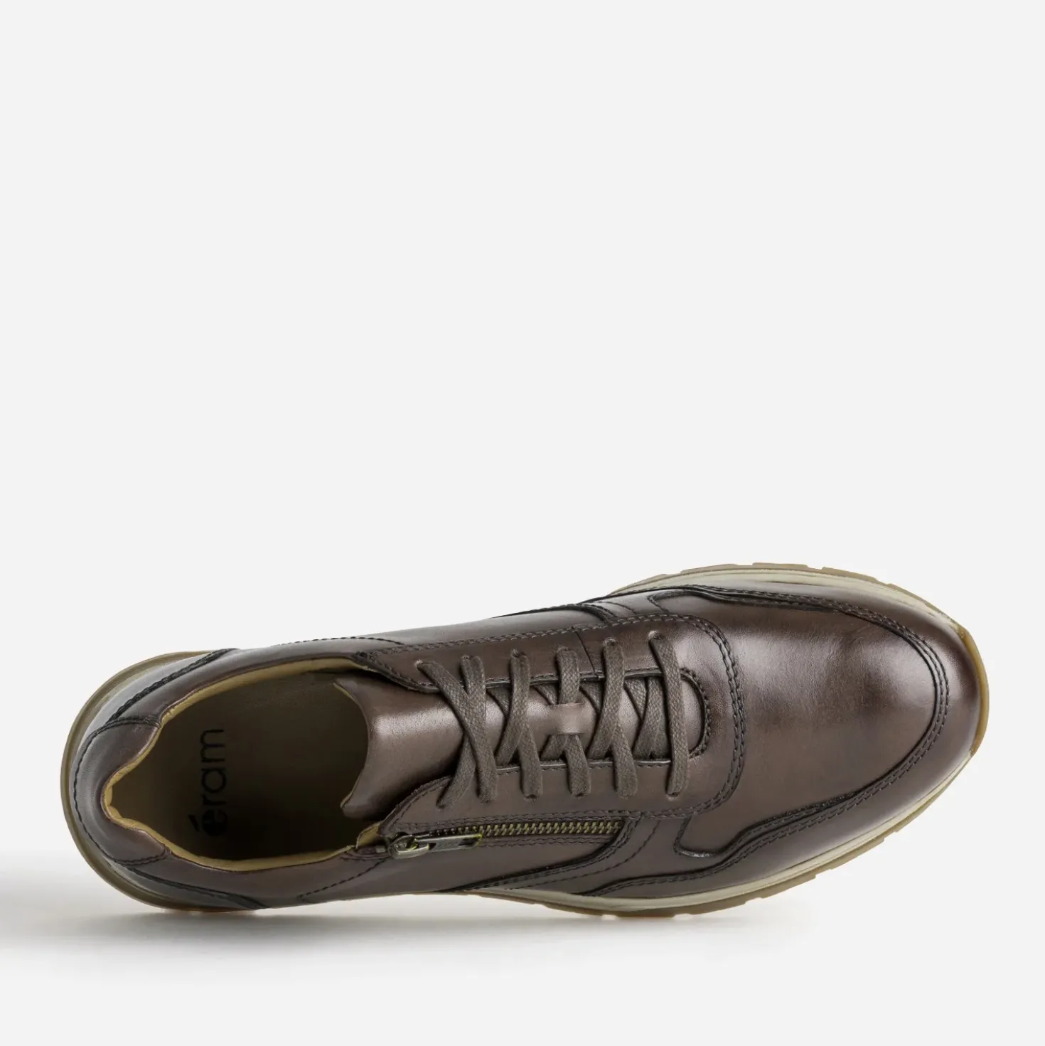 Tennis marron cuir avec zip côté