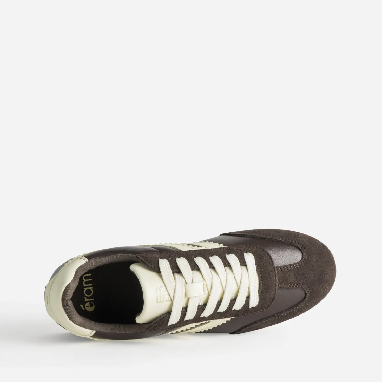 Tennis marron cuir détails écrus