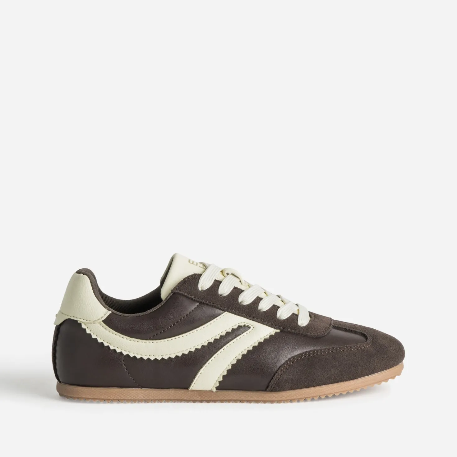 Tennis marron cuir détails écrus