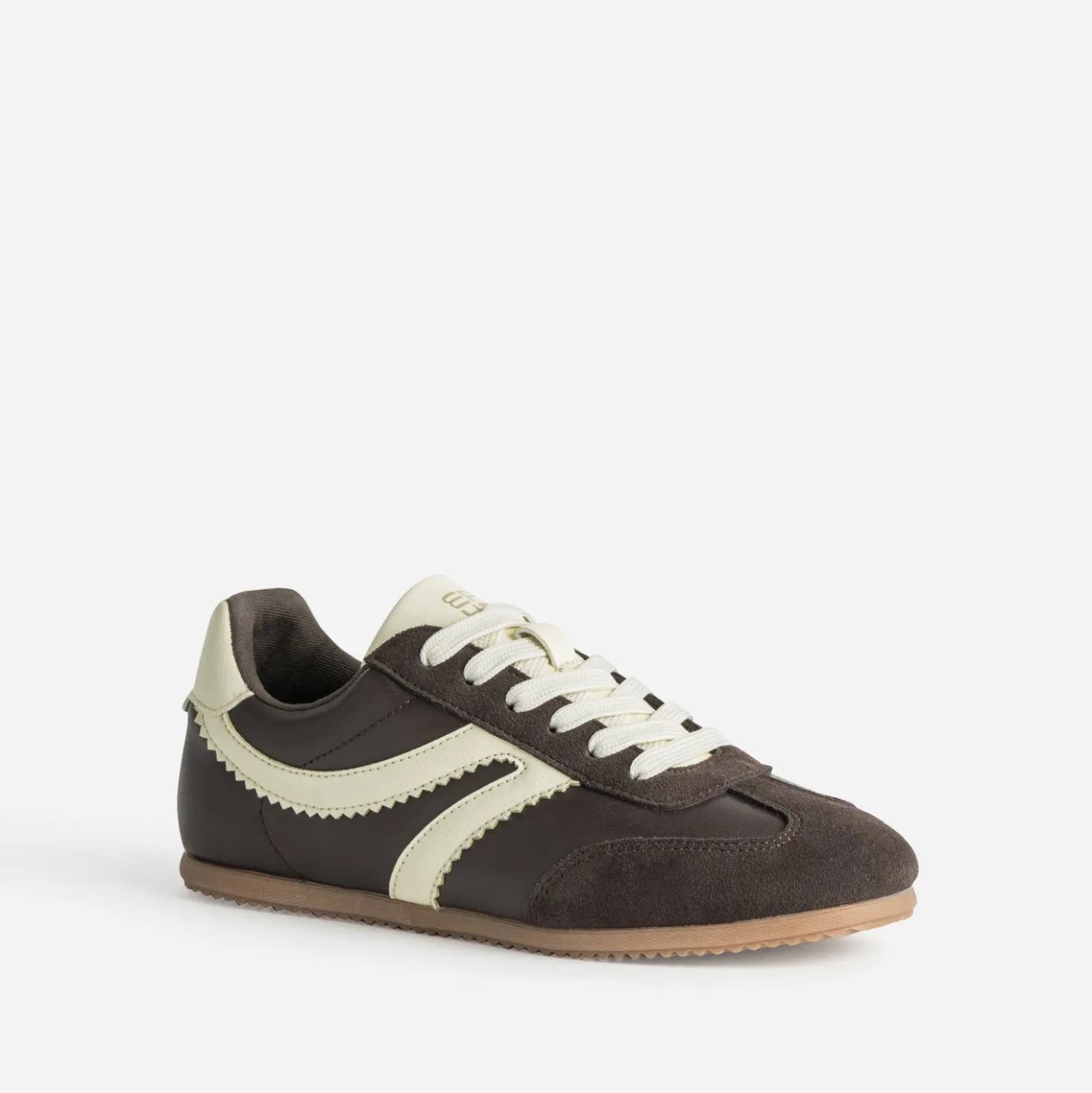Tennis marron cuir détails écrus