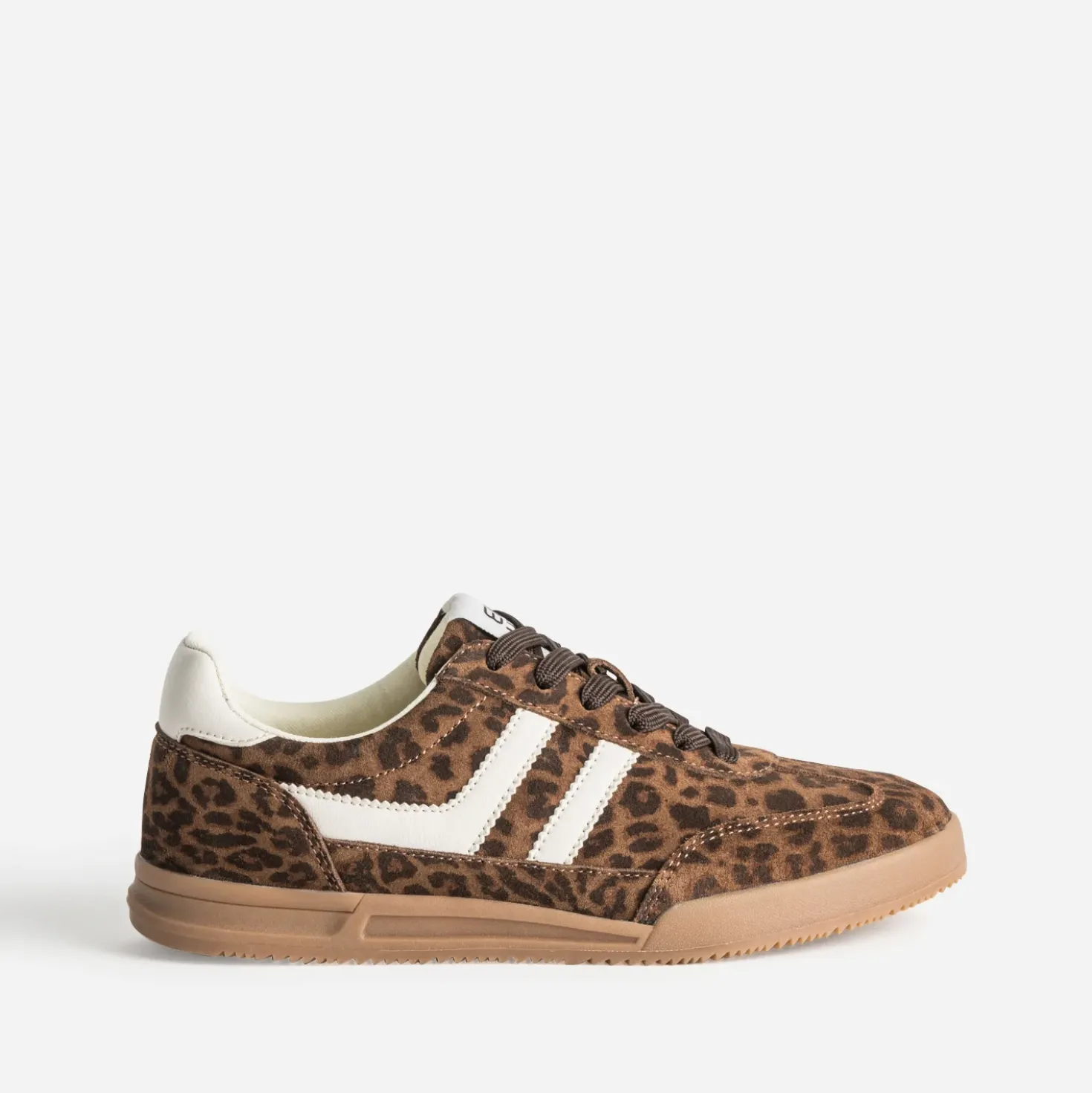 Tennis marron cuir motif léopard