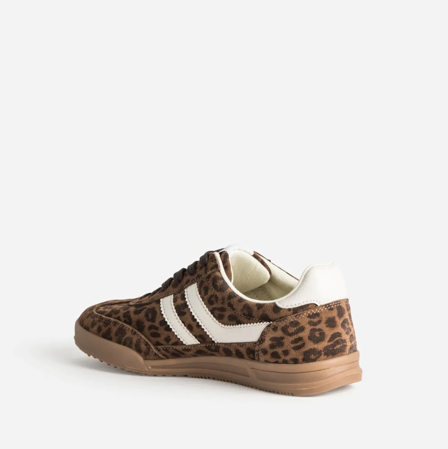 Tennis marron cuir motif léopard
