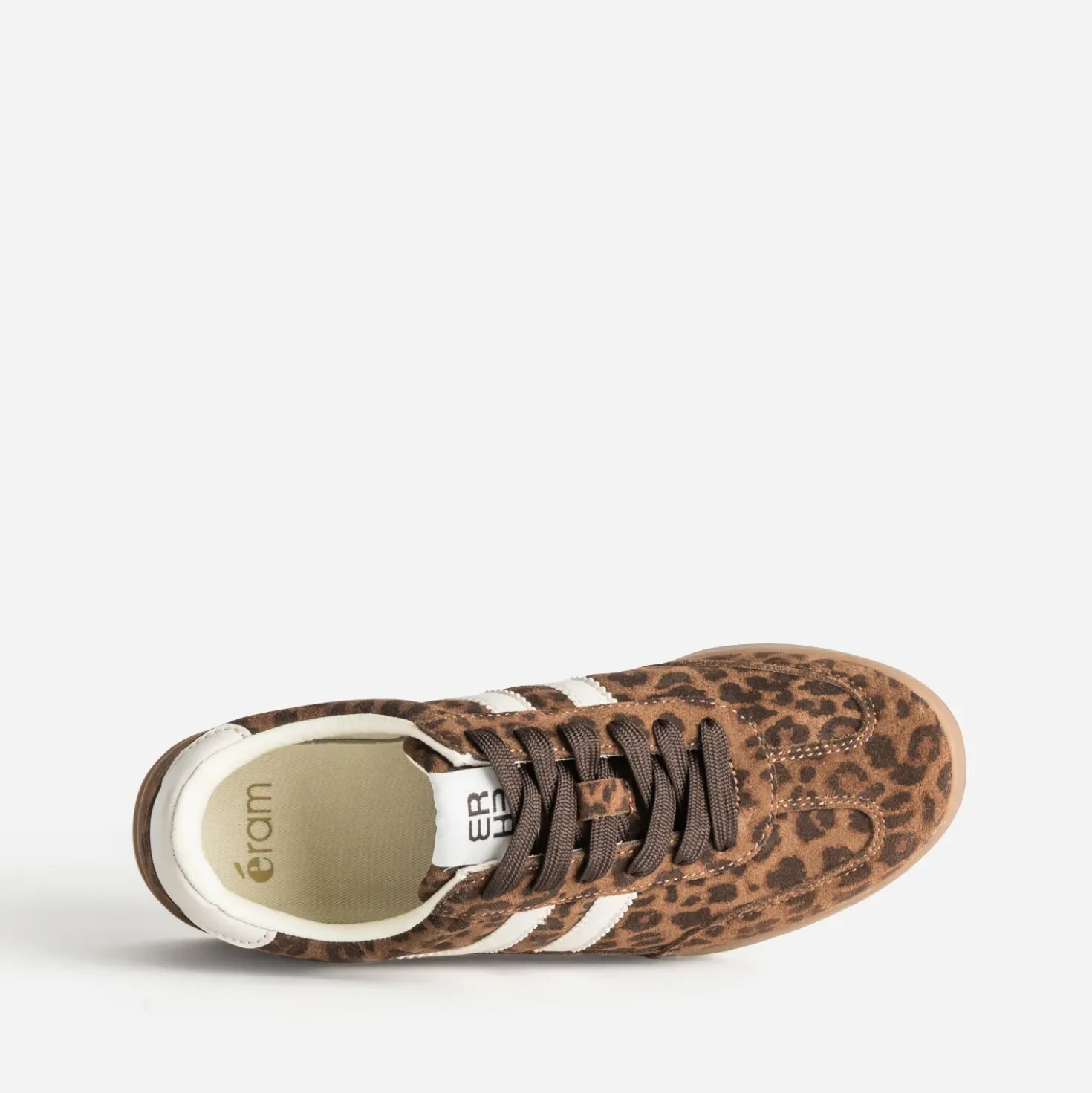 Tennis marron cuir motif léopard