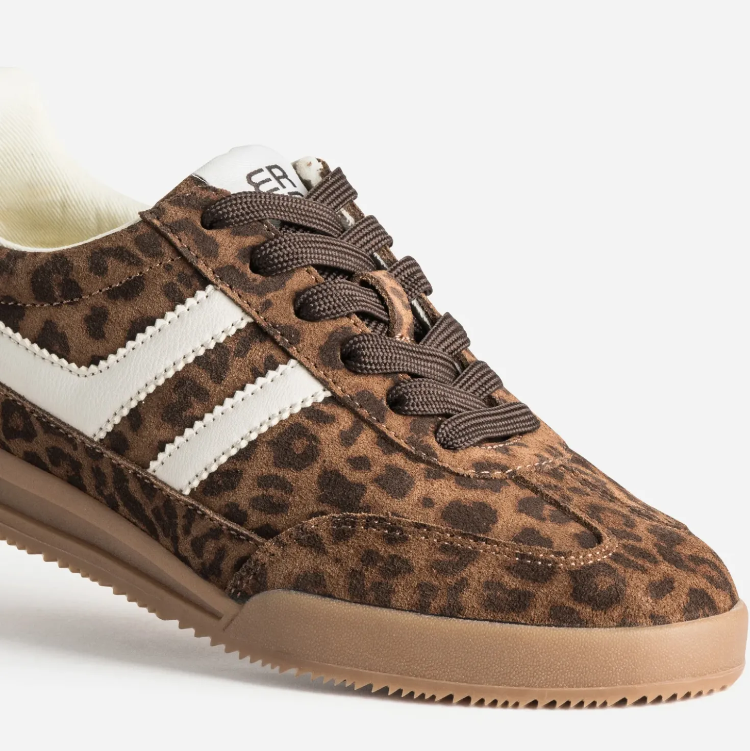 Tennis marron cuir motif léopard