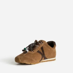 Tennis marron cuir velours décor gri-gri