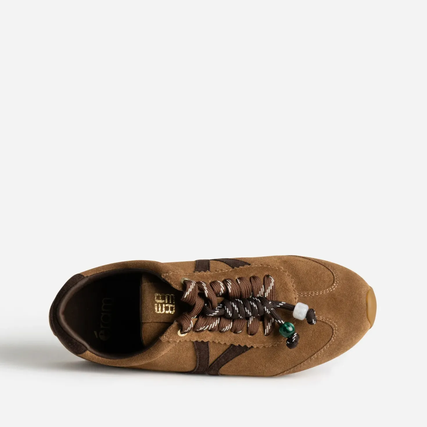 Tennis marron cuir velours décor gri-gri