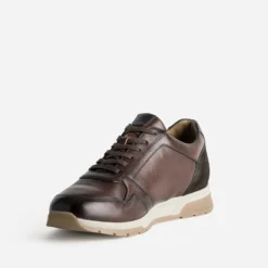 Tennis marron cuir zip côté