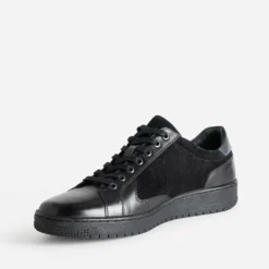 Tennis noir en cuir bi-matière