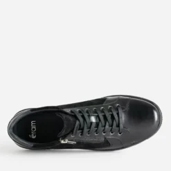 Tennis noir en cuir bi-matière