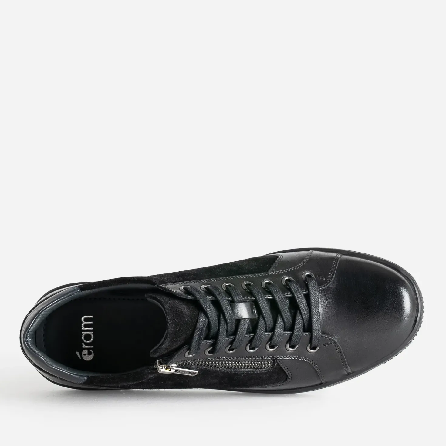 Tennis noir en cuir bi-matière