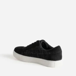 Tennis noire textile motif carreaux pailletés
