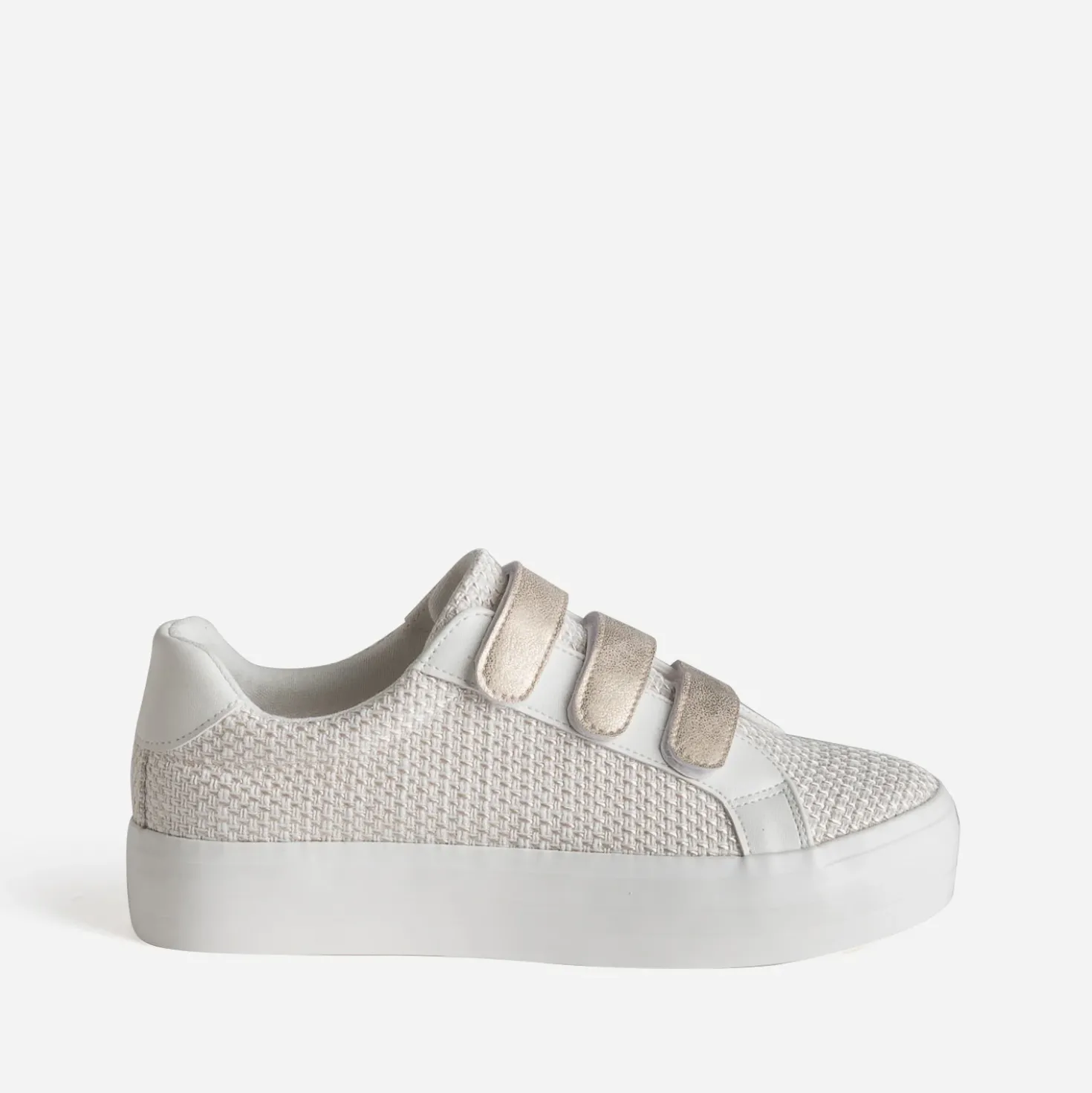 Tennis plateforme beige à scratchs