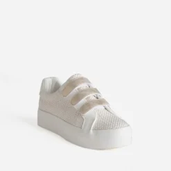 Tennis plateforme beige à scratchs