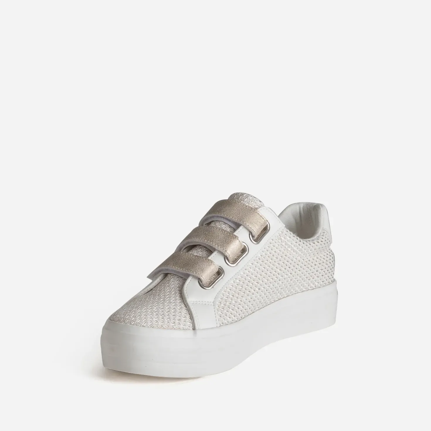 Tennis plateforme beige à scratchs